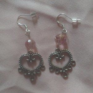 Pink heart earrings